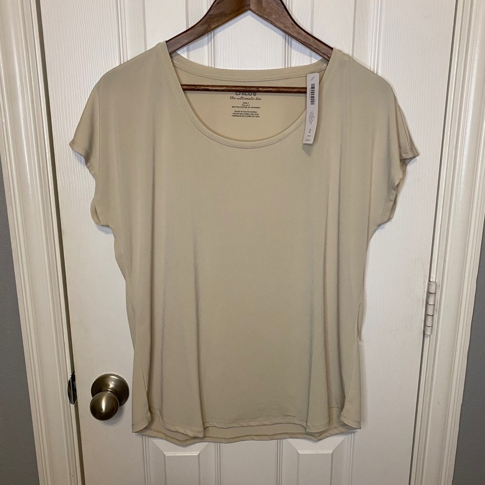 Chico's Short Sleeve Tee in Light Beige